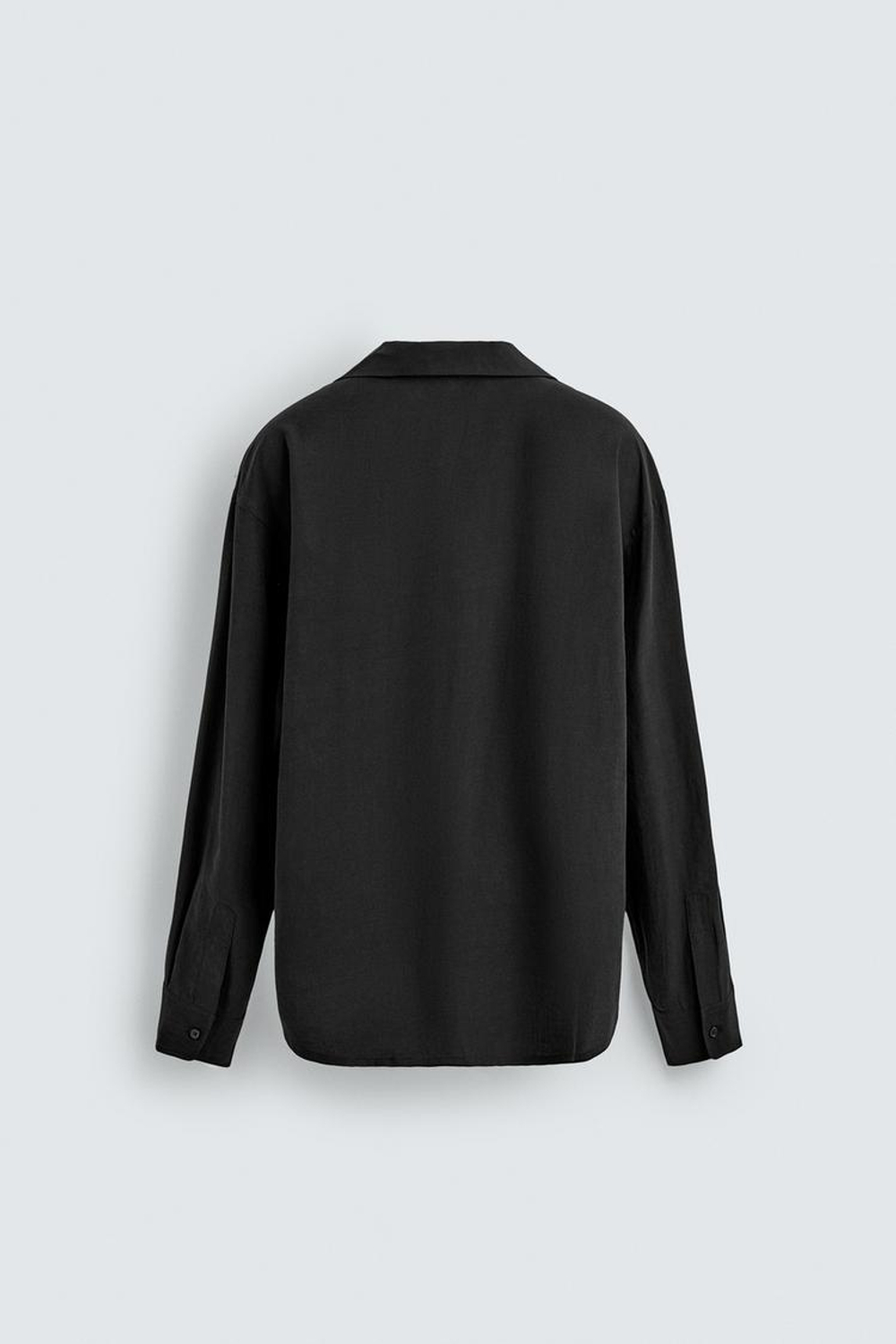 ZARA РУБАШКА RELAXED FIT ИЗ СТРУЯЩЕЙСЯ ТКАНИ, ЧЕРНЫЙ