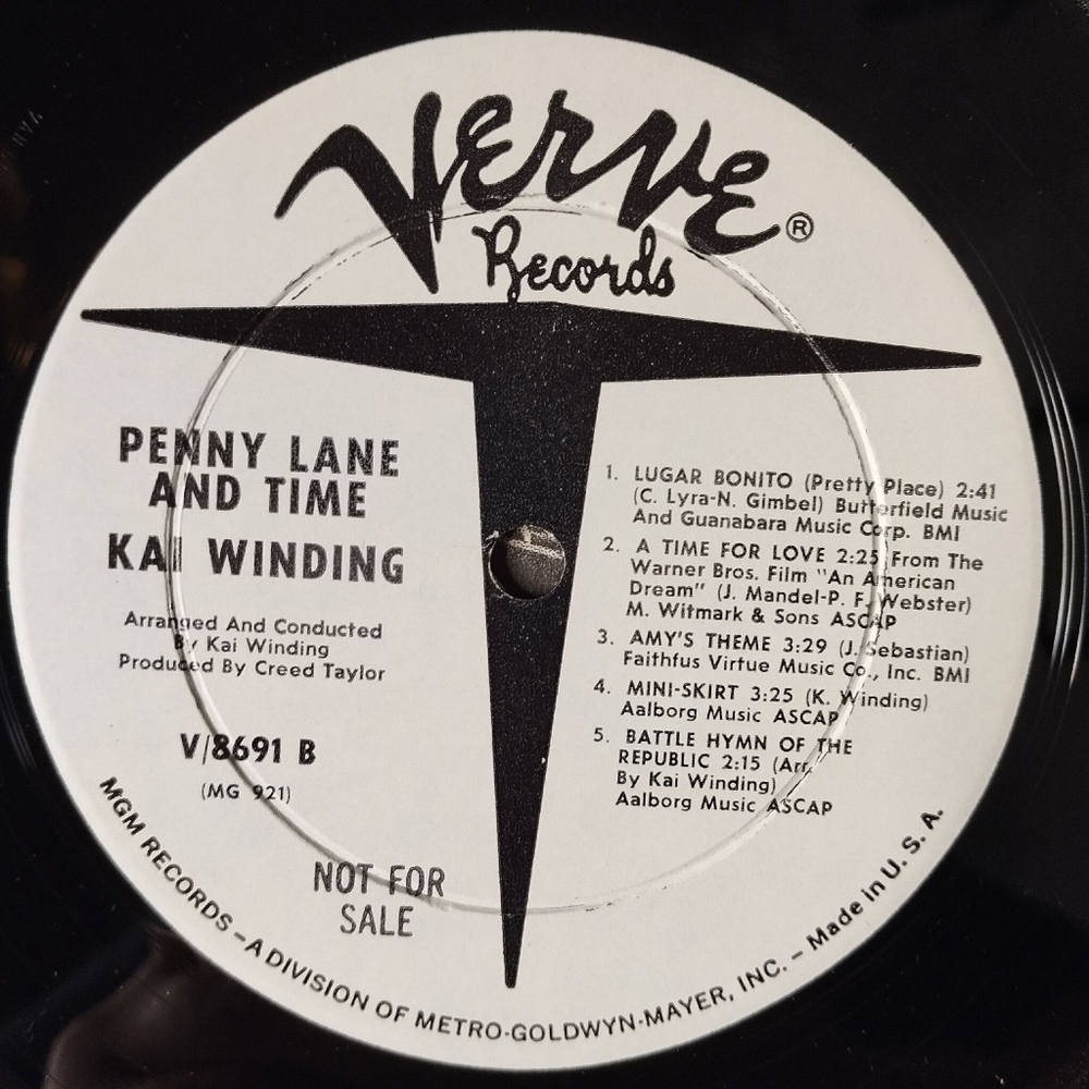 Винтажная виниловая пластинка LP Kai Winding Penny Lane and Time (USA 1967) (Promo)
