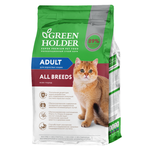 Уценка! Повр.упак. / Сухой корм Green Holder для взрослых кошек всех пород