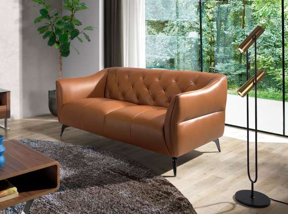 Двухместный диван Angel Cerda KF150-2P, коричневая кожа