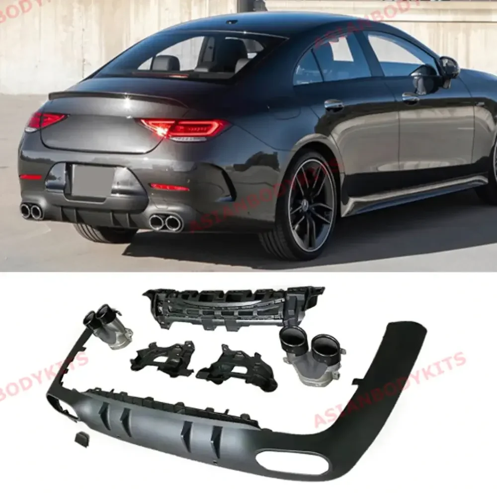 Диффузор заднего бампера с выхлопными насадками для MERCEDES-BENZ CLS53 C257 AMG 2018+ Мерседес Бенц