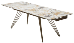 Стол ACERRA NEW 160 GLOSS GRAND JADE SOLID CERAMIC/ каркас цвета шампань, ®DISAUR