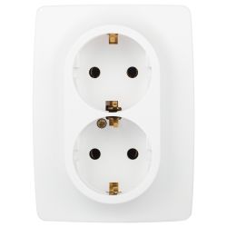 Розетка ЭРА Серия 12 12-2106-01М 2X2P+E Schuko 16А-250В белый матовый