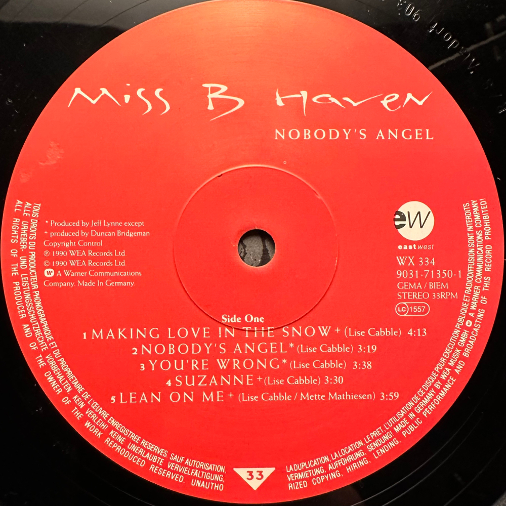 Miss B Haven ‎– Nobody's Angel (Германия 1990г.)