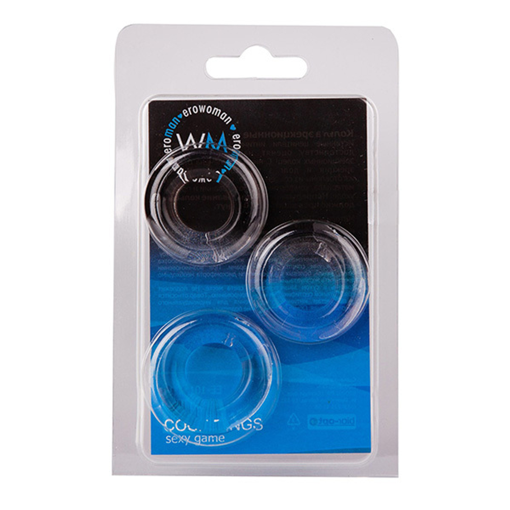 Набор из 3 гладких прозрачных эрекционных колец 2см Bior Toys Erowoman-Eroman EE-10194-1
