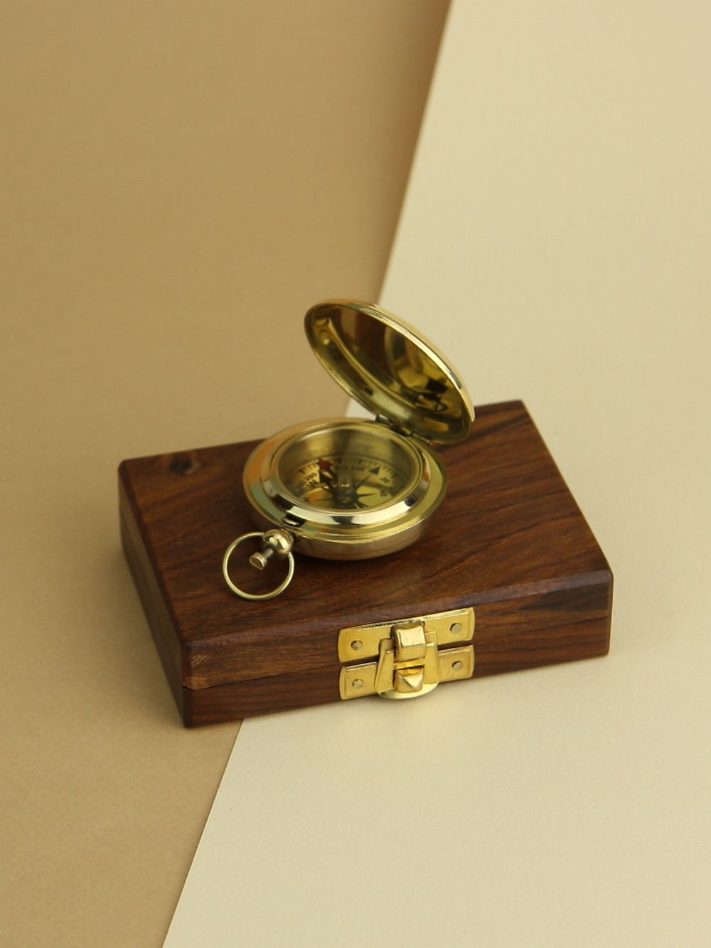 Nautical Карманный компас в деревянном футляре