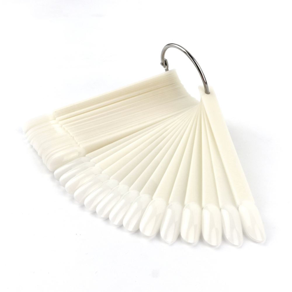 Палитра Веер для лаков на металлическом кольце форма Миндаль цвет Натуральный, 50шт