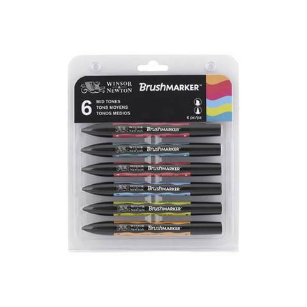 Набор маркеров W&N BRUSHMARKER 6шт средние тона