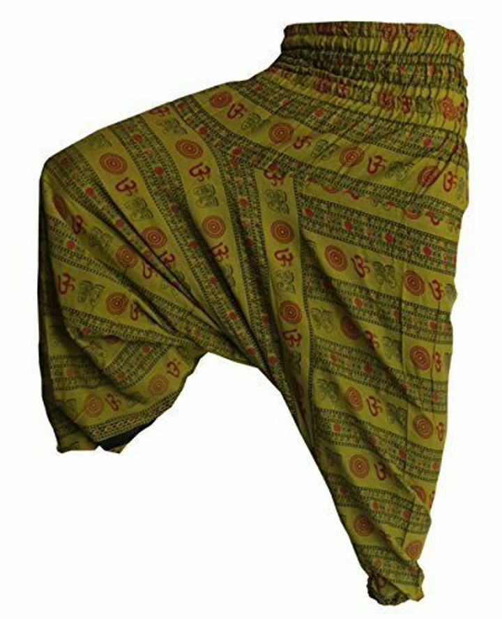 Штаны Алладины "Ом", размер свободный, хлопок 100%, цвет горчичный