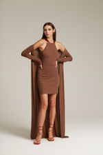 Комплект трикотажный (платье мини с цепями и длинный кардиган)