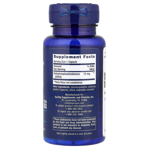 Life Extension, ДГЭА, 15 мг, 100 капсул