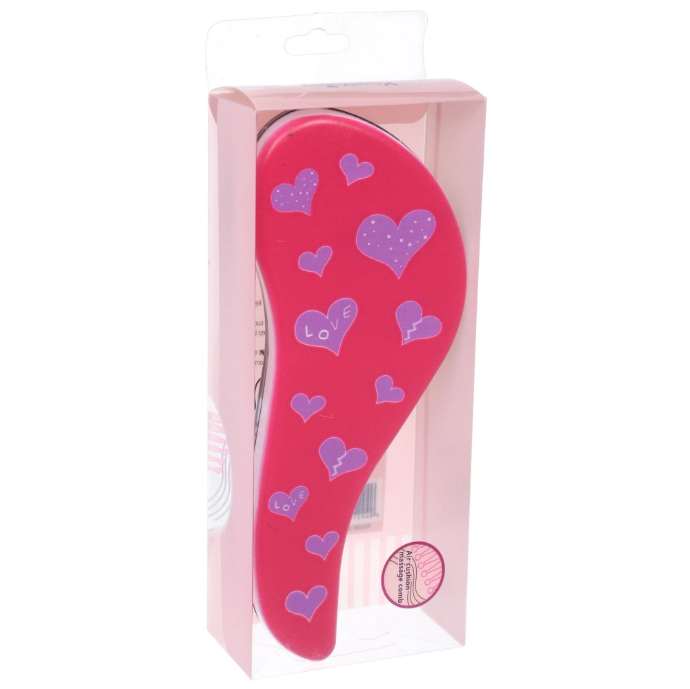 Расческа массажная компактная «АМОР», микс 4 дизайна, 18*7,5см (PVC коробка)