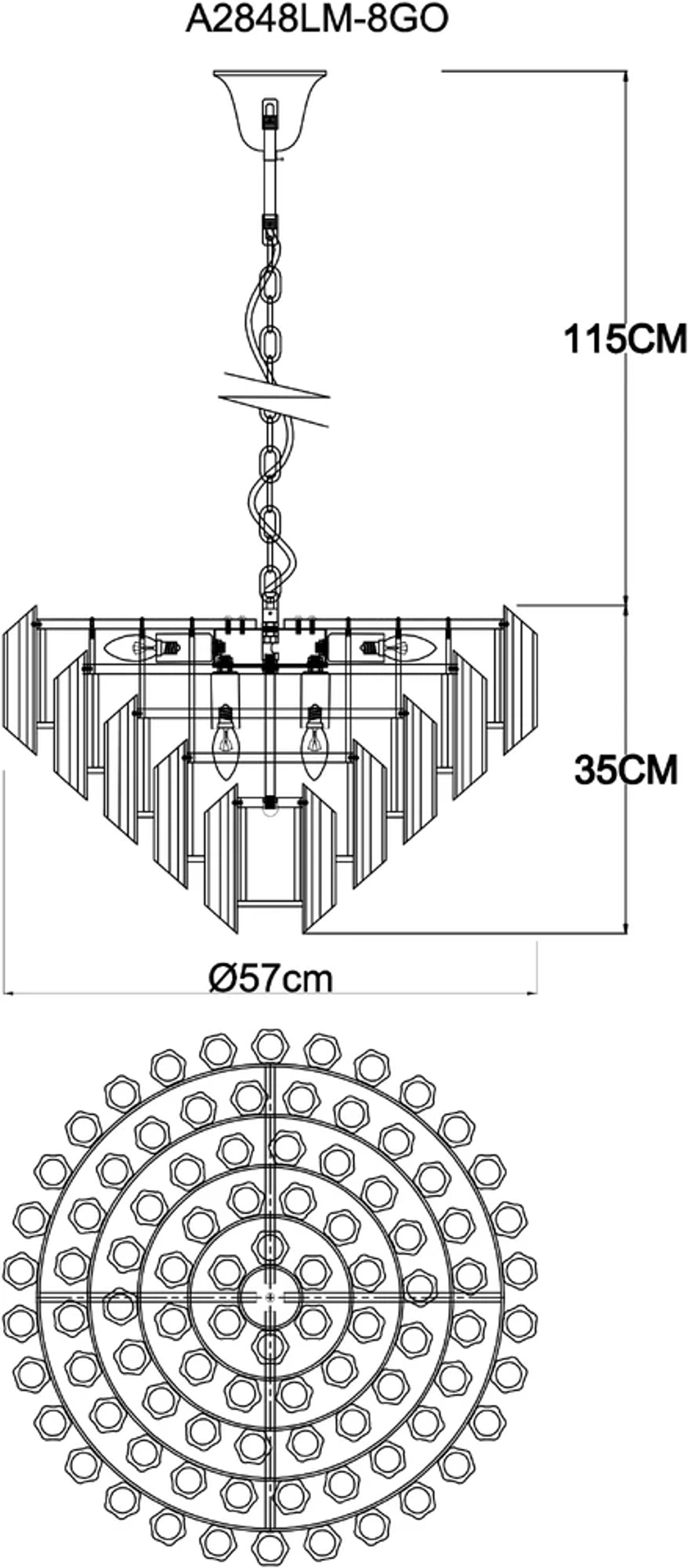 Подвесная люстра Arte Lamp JASTIN A2848LM-8GO