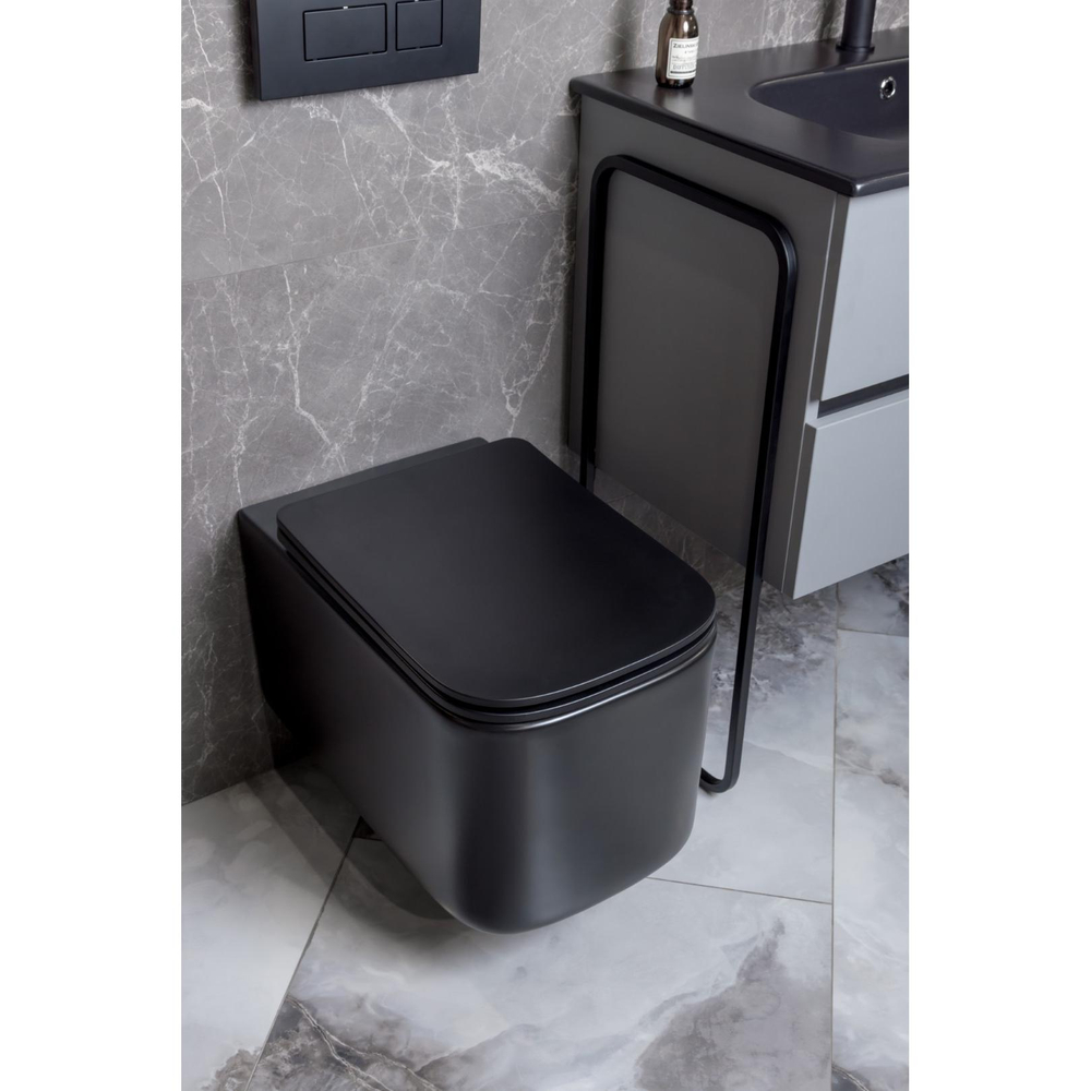 Унитаз подвесной Boheme Mane 970-SET-B, черный матовый с крышкой-сиденьем с микролифтом