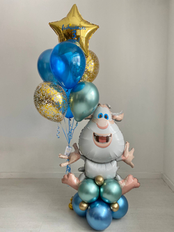 Воздушные шары Буба бирюза/синий/золото №4068