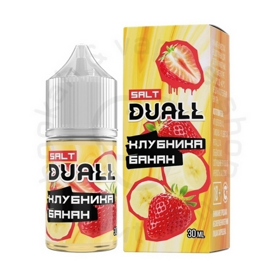 Безникотиновая жидкость для ЭСДН DUALL ZERO с ароматом клубники и банана, 28мл, 0мг/см3 (M)
