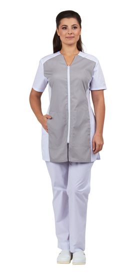 Блуза женская "Тереза" (белый/серый)