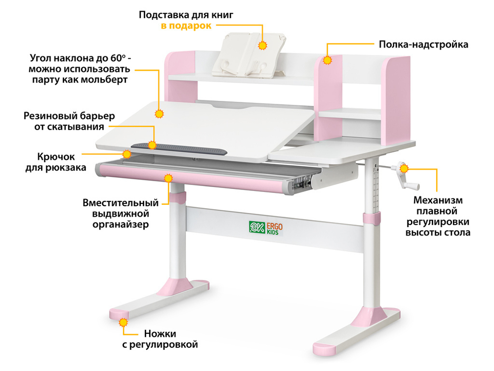 Детский стол Ergokids TH-330 Pink (арт. TH-330 W/PN)