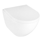 Унитаз подвесной Azario Trevi 495х360х390 безободковый, слив "Скрытое Торнадо", в комплекте с сидением микролифт, белый (AZ-0093UQ3)