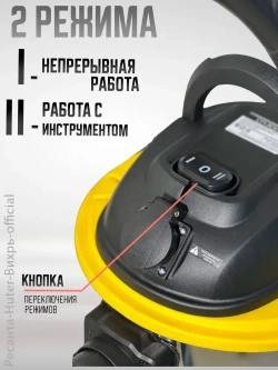 Пылесос строительный с розеткой СП-R3015 Huter, 1500 Вт, сухая и влажная уборка