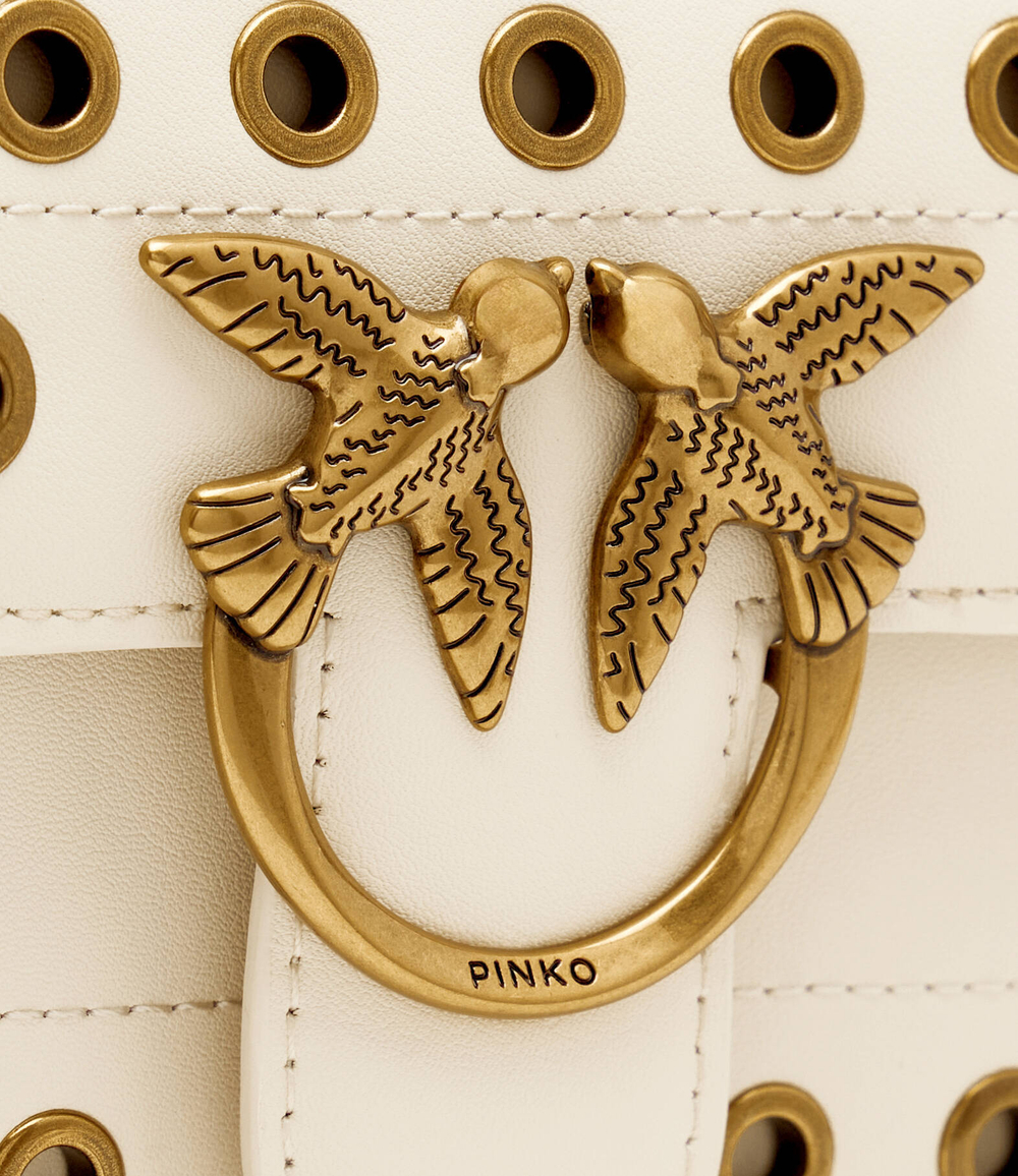 Кожаная сумка-мессенджер LOVE BELL MINI VITELLO SETA + Pinko - экрю(100048 A17M)