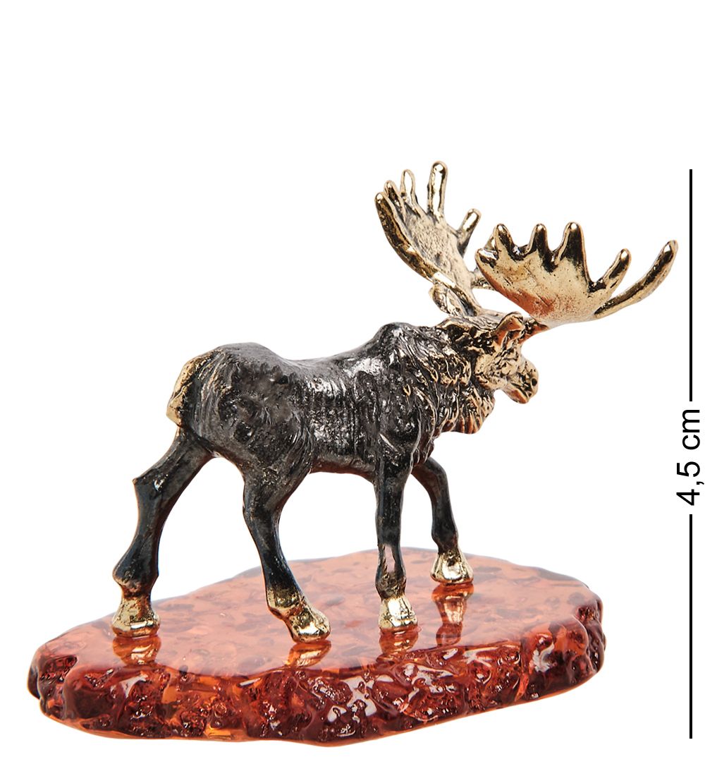 AM- 413 Фигурка «Лось» (латунь, янтарь)