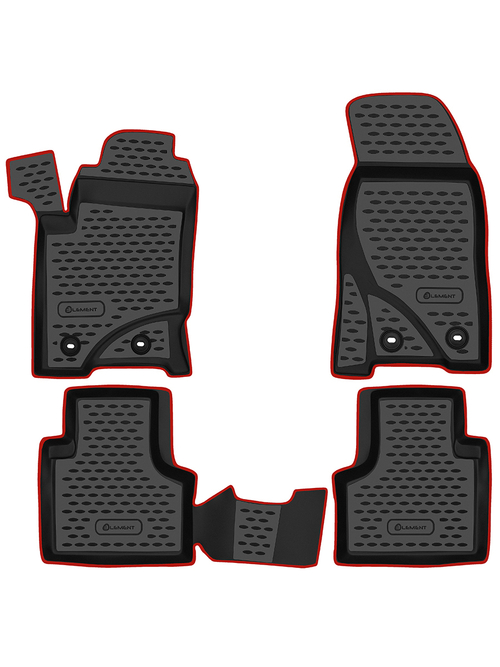 Коврики в салон для CHEVROLET NIVA 2009-2020, LADA NIVA I, Travel 2020-, внедорожник , 4 шт. (красный кант, полиуретан) KANT.NLC.52.17.210.RD