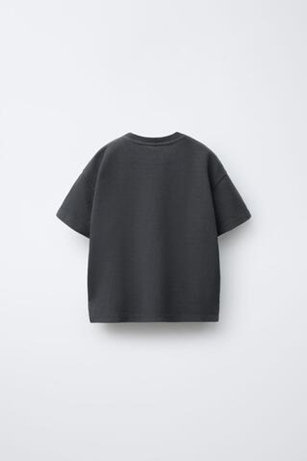 ZARA ОДНОТОННАЯ ФУТБОЛКА ИЗ ТКАНИ ИНТЕРЛОК, АНТРАЦИТОВО-СЕРЫЙ