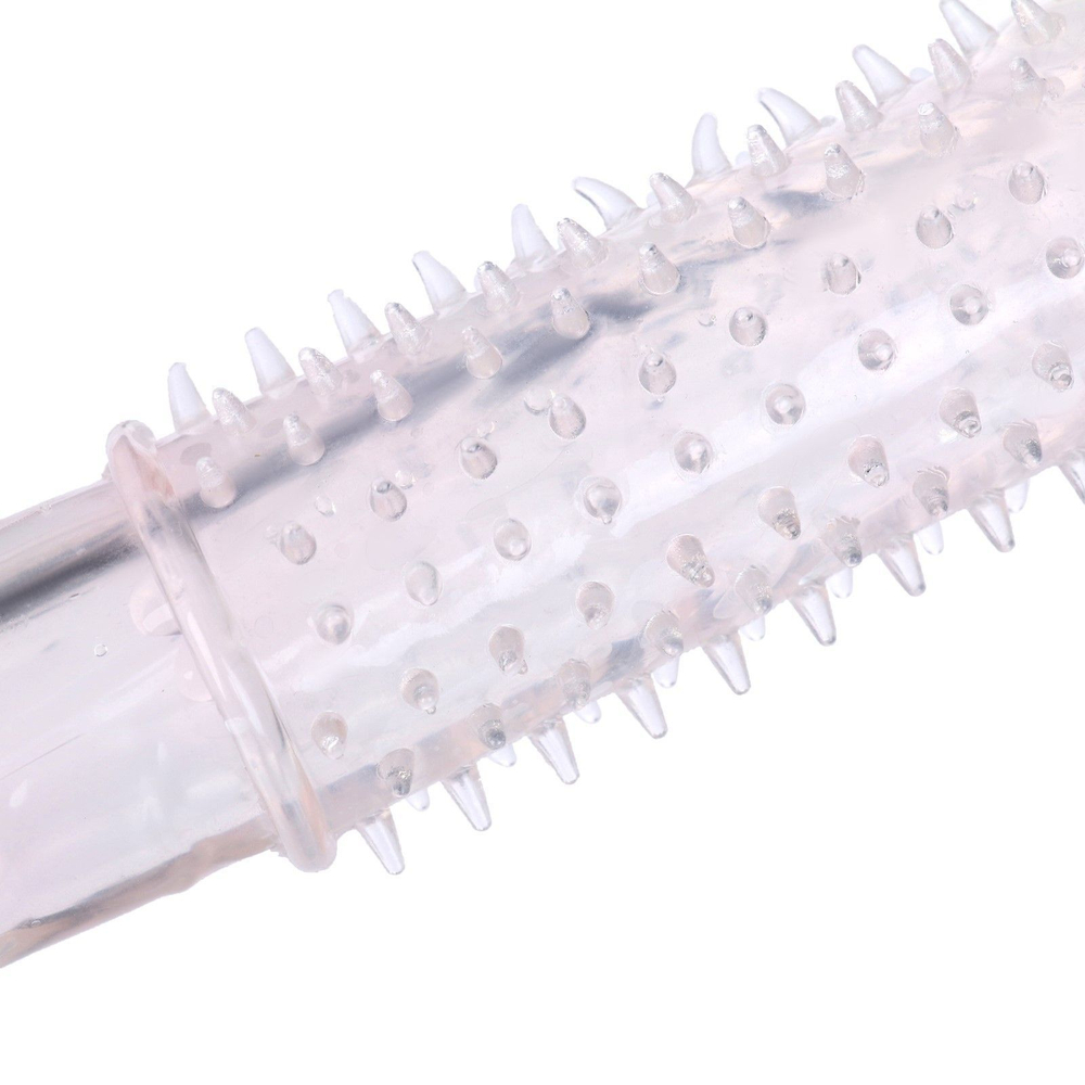 Прозрачная массажная насадка на пенис с шишечками - 12,5 см. (Цвет: прозрачный)