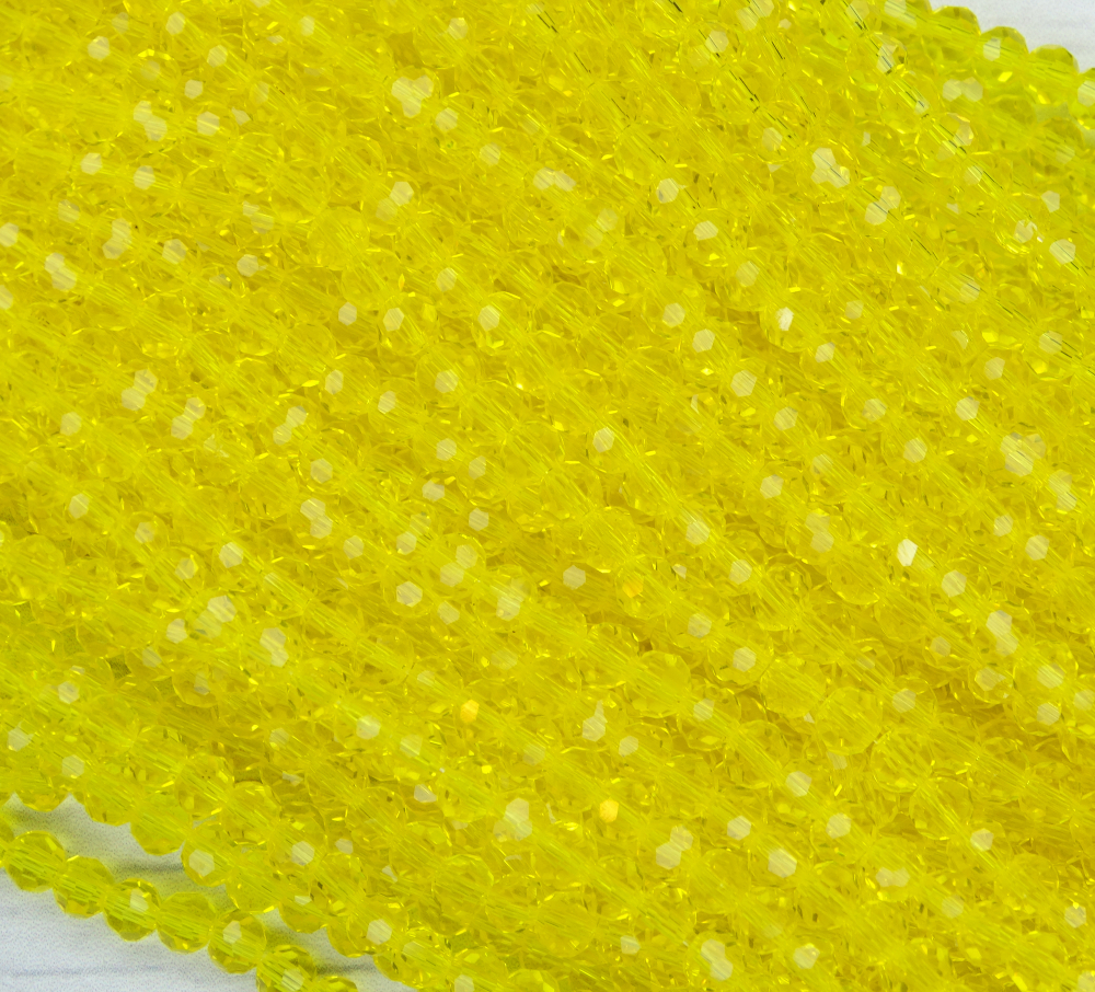 БШ006НН3 Хрустальные бусины "32 грани", цвет: желтый прозрачный, 3 мм, кол-во: 95-100 шт.