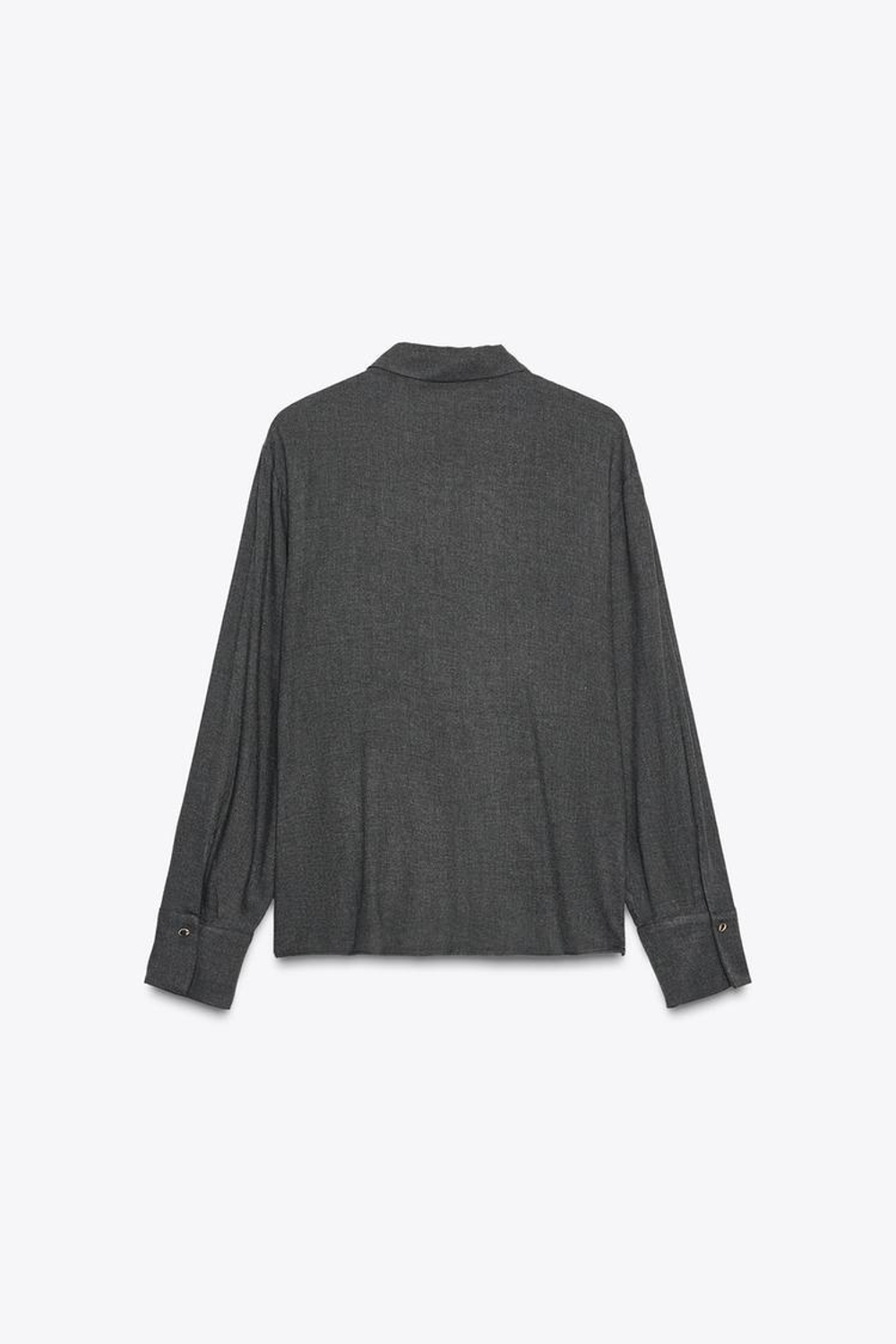ZARA РУБАШКА С УЗЛОМ И МЕТАЛЛИЧЕСКИМИ ПУГОВИЦАМИ, ТЕМНО-СЕРЫЙ