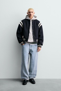 ZARA Х CHAMPION ® КУРТКА-БОМБЕР, СИНИЙ