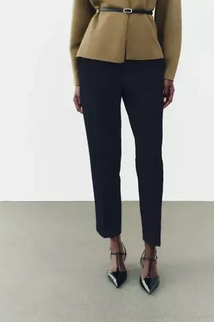 ZARA УКОРОЧЕННЫЕ БРЮКИ ИЗ МЯГКОЙ ТКАНИ, ТЕМНЫЙ ИНДИГО