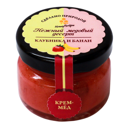 Нежный медовый десерт HoneyForYou "Клубника и банан", крем-мед, 35 г.