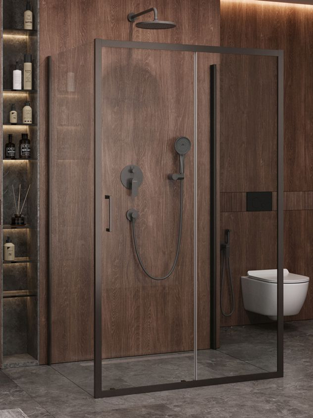 Душевой уголок Cezares MOLVENO-AH-12-120/90-C-GM-IV 120х90х195, профиль оружейная сталь, прозрачное стекло