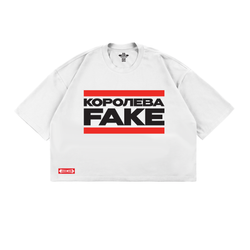 Футболка “КОРОЛЕВА FAKE” CROPTOP белая