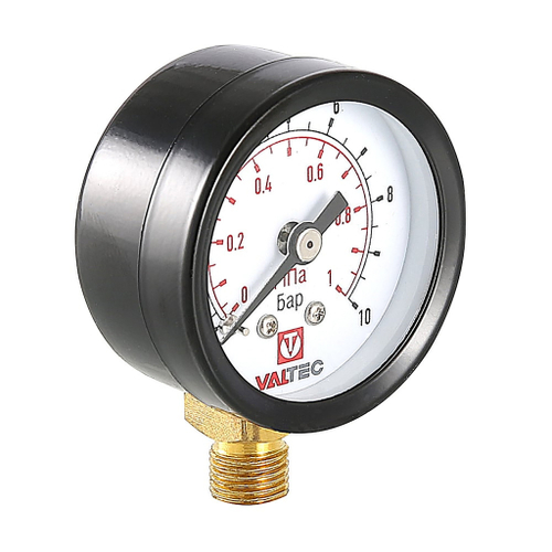 Манометр 40х1/8 10 бар для подпиточного клапана (нижнее радиальное подключение) VALTEC VT.TM40.D.01