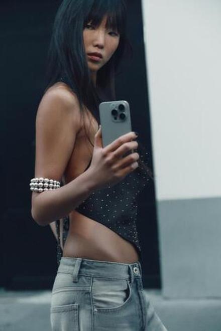 ZARA ЖЕСТКИЙ БРАСЛЕТ С МЕТАЛЛИЧЕСКИМИ ШАРИКАМИ, СЕРЕБРИСТЫЙ