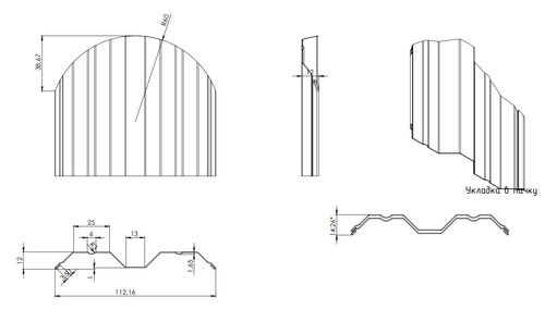 Штакетник М-образный фигурный PROFLISTI RAL 6005 зеленый мох 112х1000мм