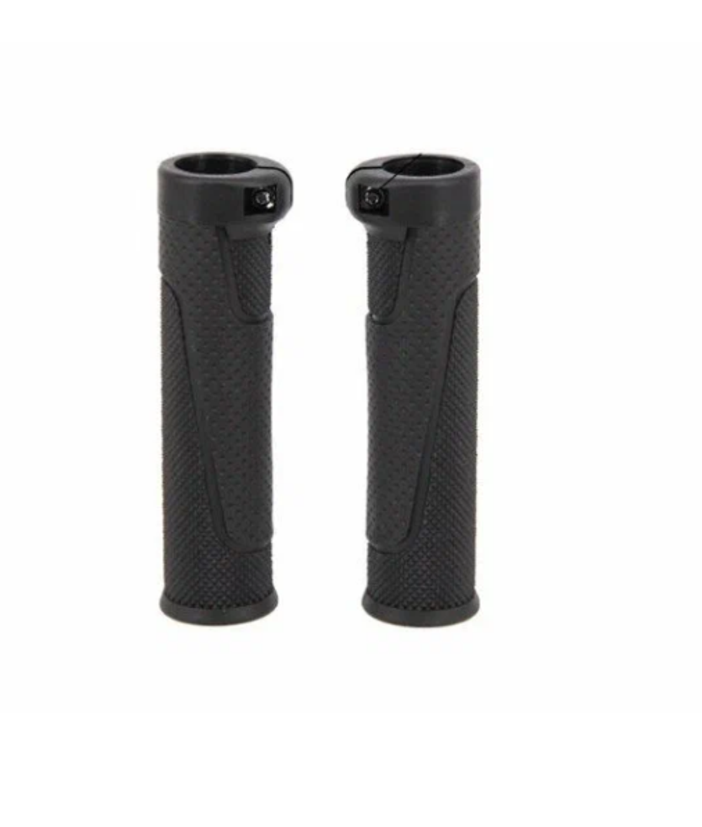 Грипсы Hogger резиновые, 130 мм, пластиковые фиксаторы на руль, черные. G308PL