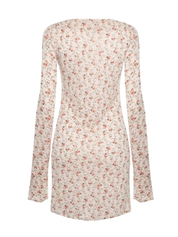 Платье мини LONG SLEEVE TEA ROSE