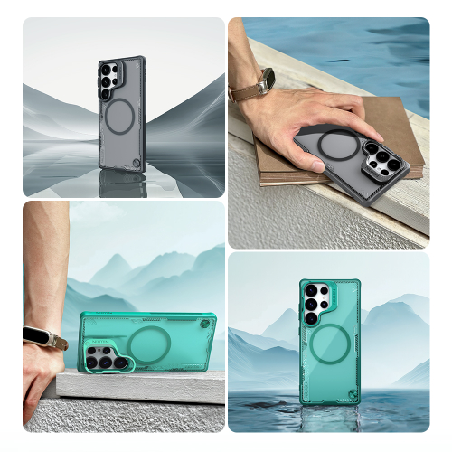 Чехол тонированный от Nillkin с MagSafe на Samsung Galaxy S25 Ultra, серия Iceblade Prop Magnetic с металлической откидной крышкой (версия с открытой камерой)