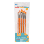 Кисть для рисования Basir художественная, нейлон, плоские, № 2,4,6,8,10, набор из 5 шт, оранжевый корпус