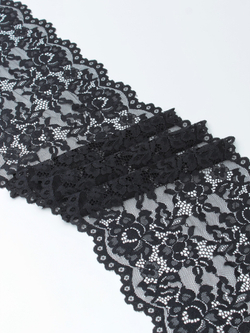 Эластичное кружево черное ширина 22 см ОТРЕЗЫ