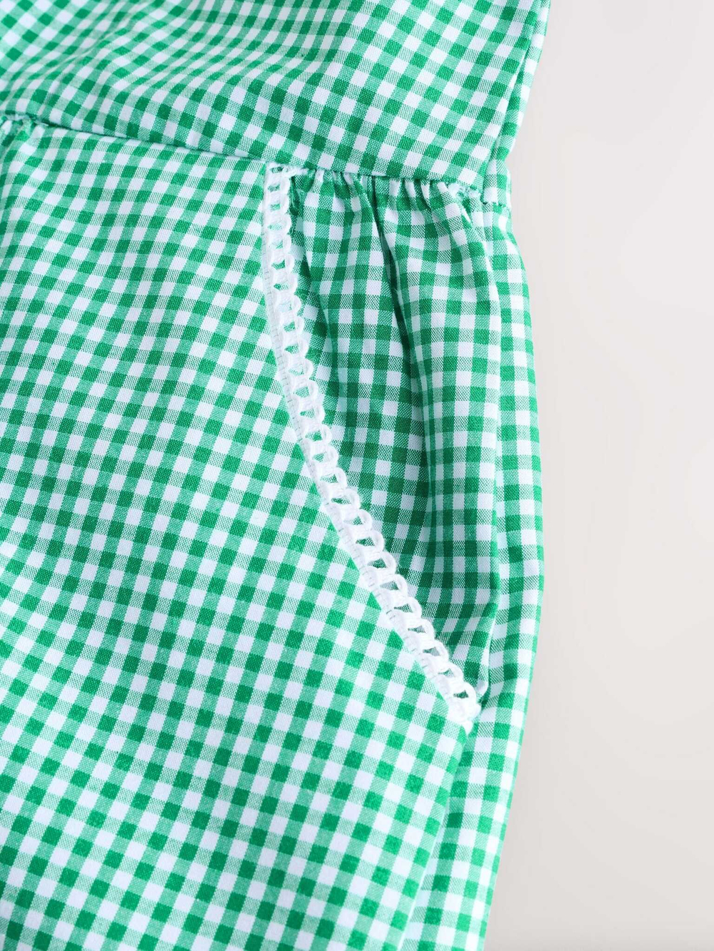 Сарафан школьный на молнии для девочки Next E65-038, Белый, Зеленый