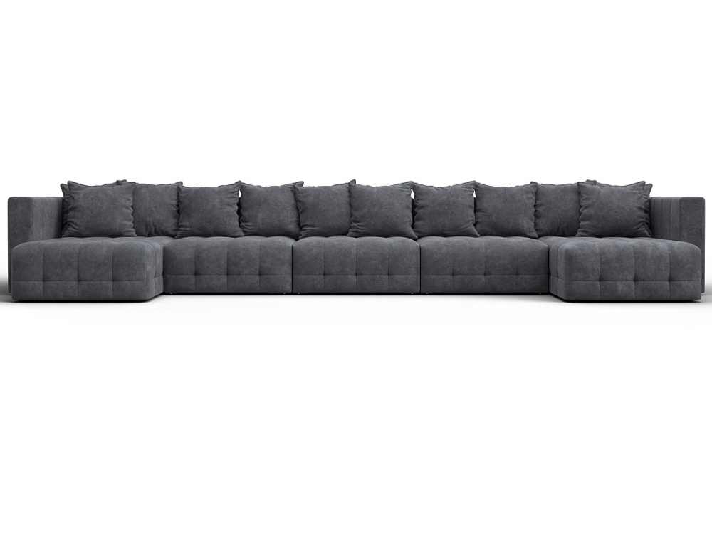 Диван П-образный Лига-052 НПБ МегаЛонг, BRUT 16 ВЕЛЮР темно-серый