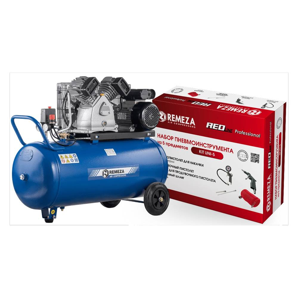 Компрессор поршневой СБ4/С-200.LB30А с набором пневмоинструмента KIT UNI-5
