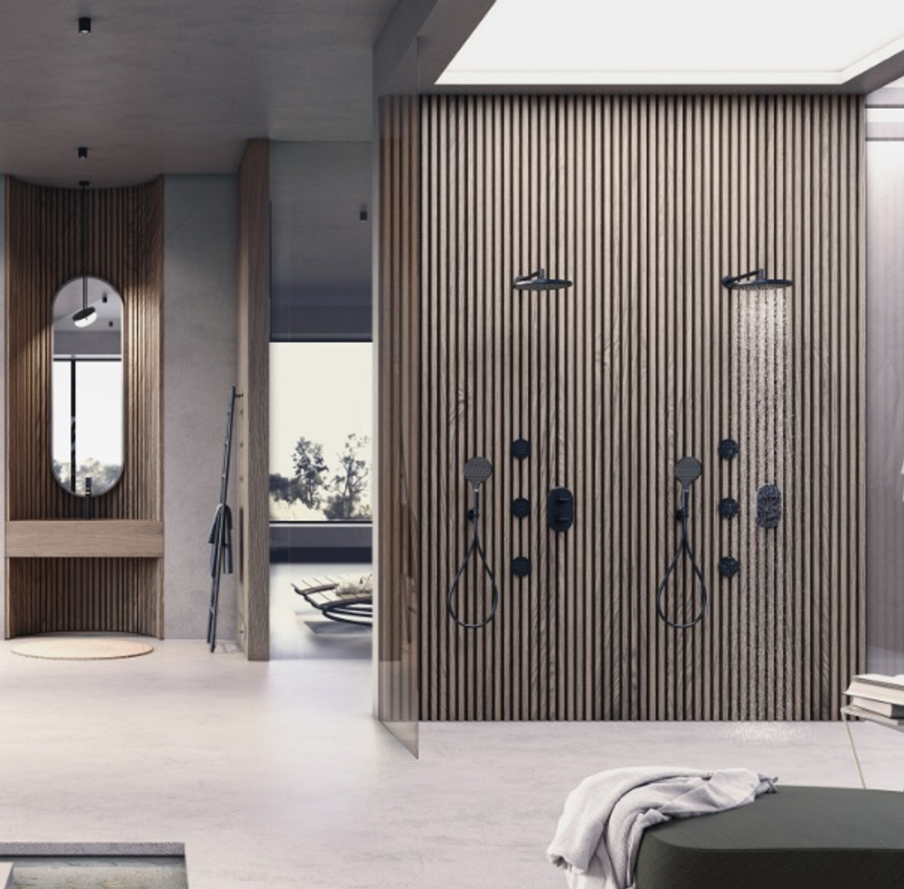 Bossini Apice термостат встраиваемый на 2-5 выходов, внешняя часть, без арт.Z00125, цвет чёрный матовый