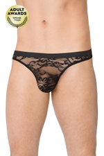 Трусы мужские кружевные SoftLine чёрные XL