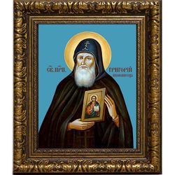 Григорий Печерский, преподобный иконописец. Икона на холсте.